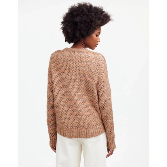 euc Madewell Space Dyed Open Knit Sweater Ginger Crewneck Relaxed Cozy Wool S - Picture 11 of 11